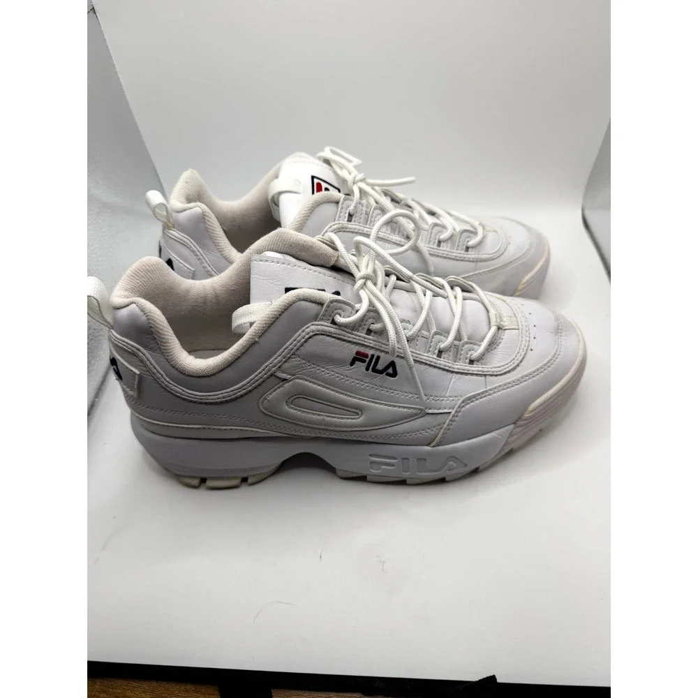Fila Disruptor 2 FS1HTA1071X-WWT Womens 10 Sneaker White Leather Lace Up Shoes‎